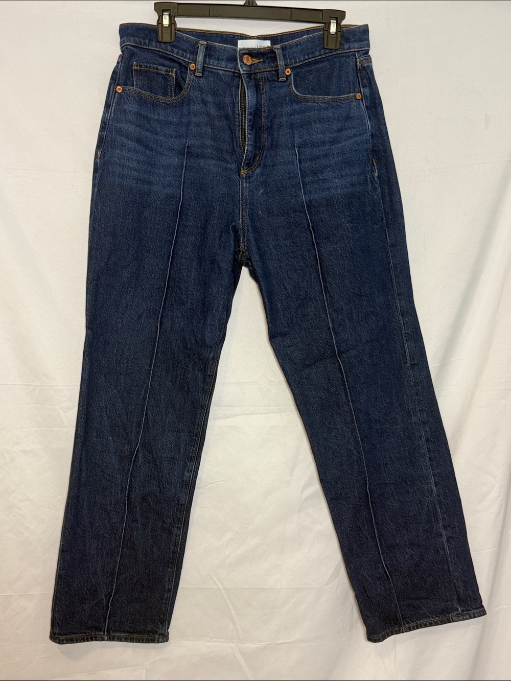 LOFT Dark Blue Cropped Straight-Leg Ponte Jeans. Size 8